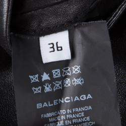 Pre Owned Balenciaga Black Lambskin Leather Skinny Pants S
