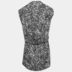 مملوكة مسبقًا Balenciaga Monochrome Scribbled Noise Print Silk Mini Dress M