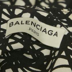 مملوكة مسبقًا Balenciaga Monochrome Scribbled Noise Print Silk Mini Dress M