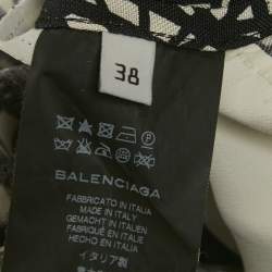 مملوكة مسبقًا Balenciaga Monochrome Scribbled Noise Print Silk Mini Dress M