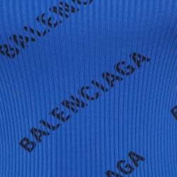 مملوكة مسبقًا سويتر بالنسياقا محبوك مضلع بطباعة الشعار باللون الأسود مقاس متوسط