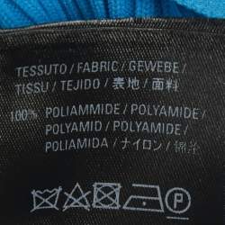 Pre Owned Balenciaga Blue Logo All-Over Rib Knit Midi Wrap Dress M