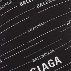 Pre Owned Balenciaga Black Logo All-Over Print Jersey Fitted Top S