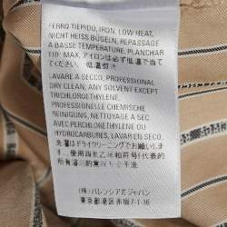 Pre Owned قميص بالنسياغا حرير ببيج بنمط الشعار المقلّم واسع مقاس متوسط - ميديام