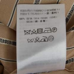 Pre Owned قميص بالنسياغا حرير ببيج بنمط الشعار المقلّم واسع مقاس متوسط - ميديام