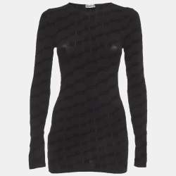 Pre Owned قميص بالنسياجا جيرسي مناسب ببي مثبت أسود مقاس كبير