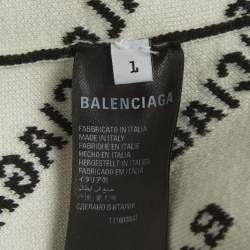 Pre Owned Balenciaga Unisex Black/White Logo All Over Cotton Knit Cardigan L
