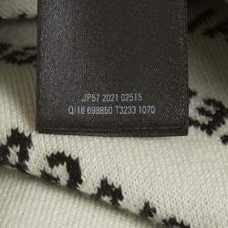 Pre Owned Balenciaga Unisex Black/White Logo All Over Cotton Knit Cardigan L