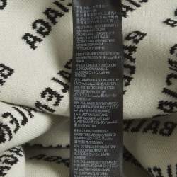 Pre Owned Balenciaga Unisex Black/White Logo All Over Cotton Knit Cardigan L