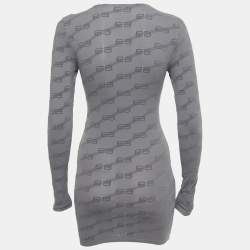 مملوكة مسبقًا Balenciaga Grey Jacquard Fitted Top M