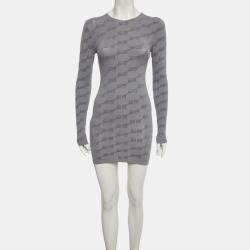 Pre Owned Balenciaga Grey Jacquard Fitted Top M