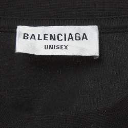 Pre Owned Balenciaga Unisex Black BB Rhinestone Jersey T-Shirt XS