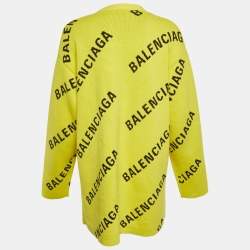 Pre Owned كارد يغان بالنسياغا حياكة شعار أصفر بالكامل مقاس متوسط