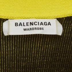 Pre Owned كارد يغان بالنسياغا حياكة شعار أصفر بالكامل مقاس متوسط