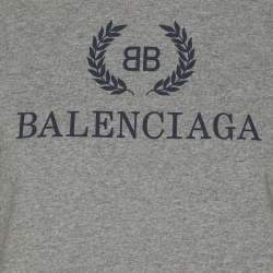مملوكة مسبقًا Balenciaga Grey Jersey Logo Print T-Shirt S