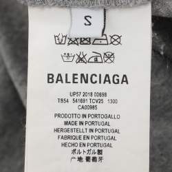 مملوكة مسبقًا Balenciaga Grey Jersey Logo Print T-Shirt S