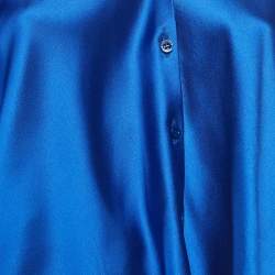 Pre Owned Balenciaga Blue Satin Long Sleeve Shirt L