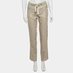 Pre Owned Balenciaga Beige Lurex Drawstring Trousers M
