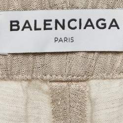 Pre Owned Balenciaga Beige Lurex Drawstring Trousers M
