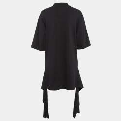 مملوكة مسبقًا Balenciaga Black Cotton Knit Deconstructed Drape T-Shirt S