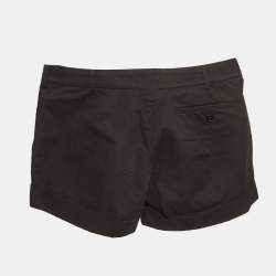 Pre Owned Balenciaga Black Gabardine Pleated Shorts M