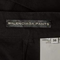 Pre Owned Balenciaga Black Gabardine Pleated Shorts M