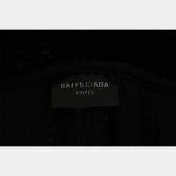 مملوكة مسبقًا سترة هودي سحاب بشعار مزخرف مخمل أسود لخريف/شتاء 2023 من بالنسياغا