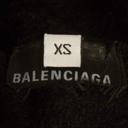 Pre Owned Balenciaga Black Eiffel Tower Rhinestone Velvet Sweater XS