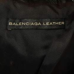 Pre Owned جاكيت بالنسياجا ب ايكر سحاب مبطّن جلد أسود مقاس صغير (سمول)