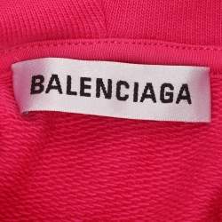 Pre Owned Balenciaga Pink Knit Hooded Sweatshirt M