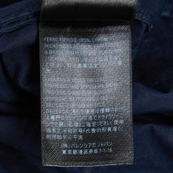 Pre Owned فستان بالنسياغا قطن مطبوع أزرق بحري ميدي مقاس صغير