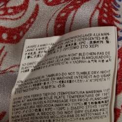 مملوكة مسبقًا بلوزة بالنسياغا حرير بطبعة زهور بيضاء/حمراء مقاس متوسط (ميديم)