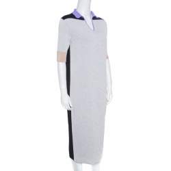 Pre Owned Balenciaga Colorblock Pattern Knit Shift Midi Dress M