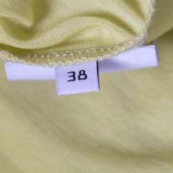 Pre Owned Balenciaga Yellow and Green Floral Cutout Printed T-Shirt M