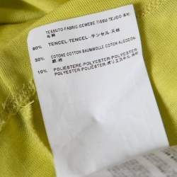 Pre Owned Balenciaga Yellow and Green Floral Cutout Printed T-Shirt M