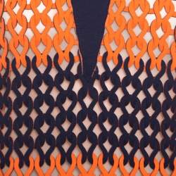 Balenciaga Blue and Neon Orange Open Loop Weave Detail Sleeveless Top S