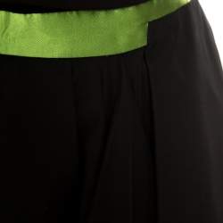 Pre Owned Balenciaga Black Pleat Front Contrast Waistband Detail A Line Mini Skirt M