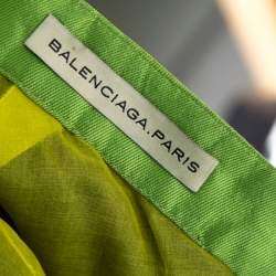 Pre Owned Balenciaga Black Pleat Front Contrast Waistband Detail A Line Mini Skirt M