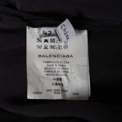 مملوكة مسبقًا Balenciaga Black Silk Animal Scale Pattern Side Draped Dress L