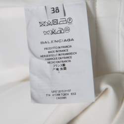 Pre Owned Balenciaga Cream Cotton Sleeveless Peplum Top M