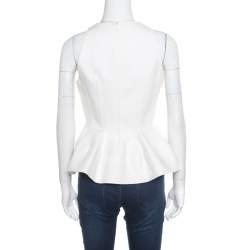 Pre Owned Balenciaga Cream Cotton Sleeveless Peplum Top M