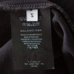 Pre Owned Balenciaga Washed Black Jersey Cutout Knotted Front Detail T-Shirt S