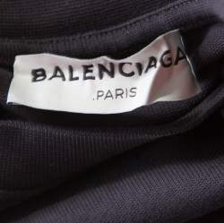 Pre Owned Balenciaga Washed Black Jersey Cutout Knotted Front Detail T-Shirt S