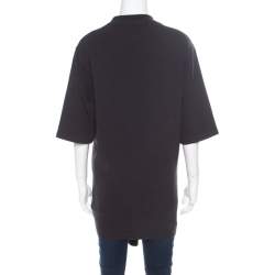 Pre Owned Balenciaga Washed Black Jersey Cutout Knotted Front Detail T-Shirt S