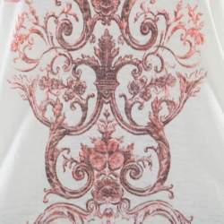 Pre Owned Balenciaga T'S Cream Linen Baroque Motif Printed Short Sleeve T-Shirt