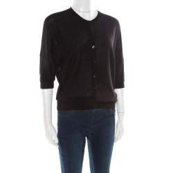 Pre Owned Balenciaga Black Wool Kimono Sleeve Button Front Cardigan M