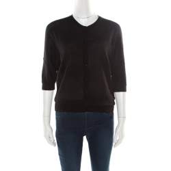 Pre Owned Balenciaga Black Wool Kimono Sleeve Button Front Cardigan M