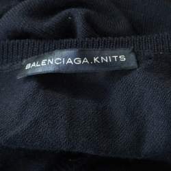 Pre Owned Balenciaga Black Wool Kimono Sleeve Button Front Cardigan M