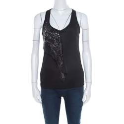 Pre Owned Balenciaga Black Jersey Stud Embellished Panel Racer Back Tank Top S