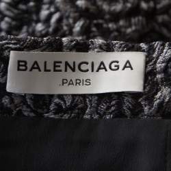 Pre Owned Balenciaga Grey Floral Embossed Jacquard Mini Skirt M